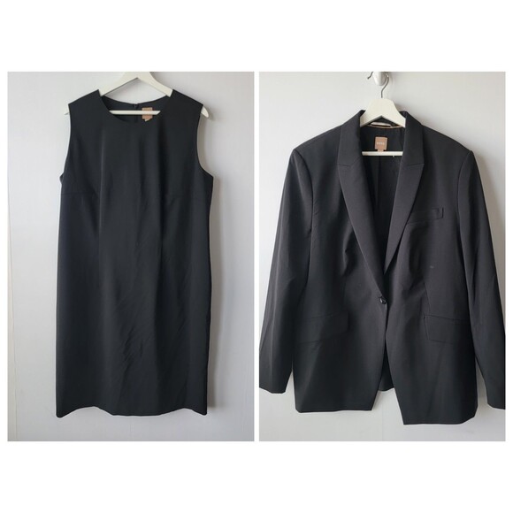boss womens 2 Pcs blazer + dress size 14 classic black wool blend - Picture 1 of 14
